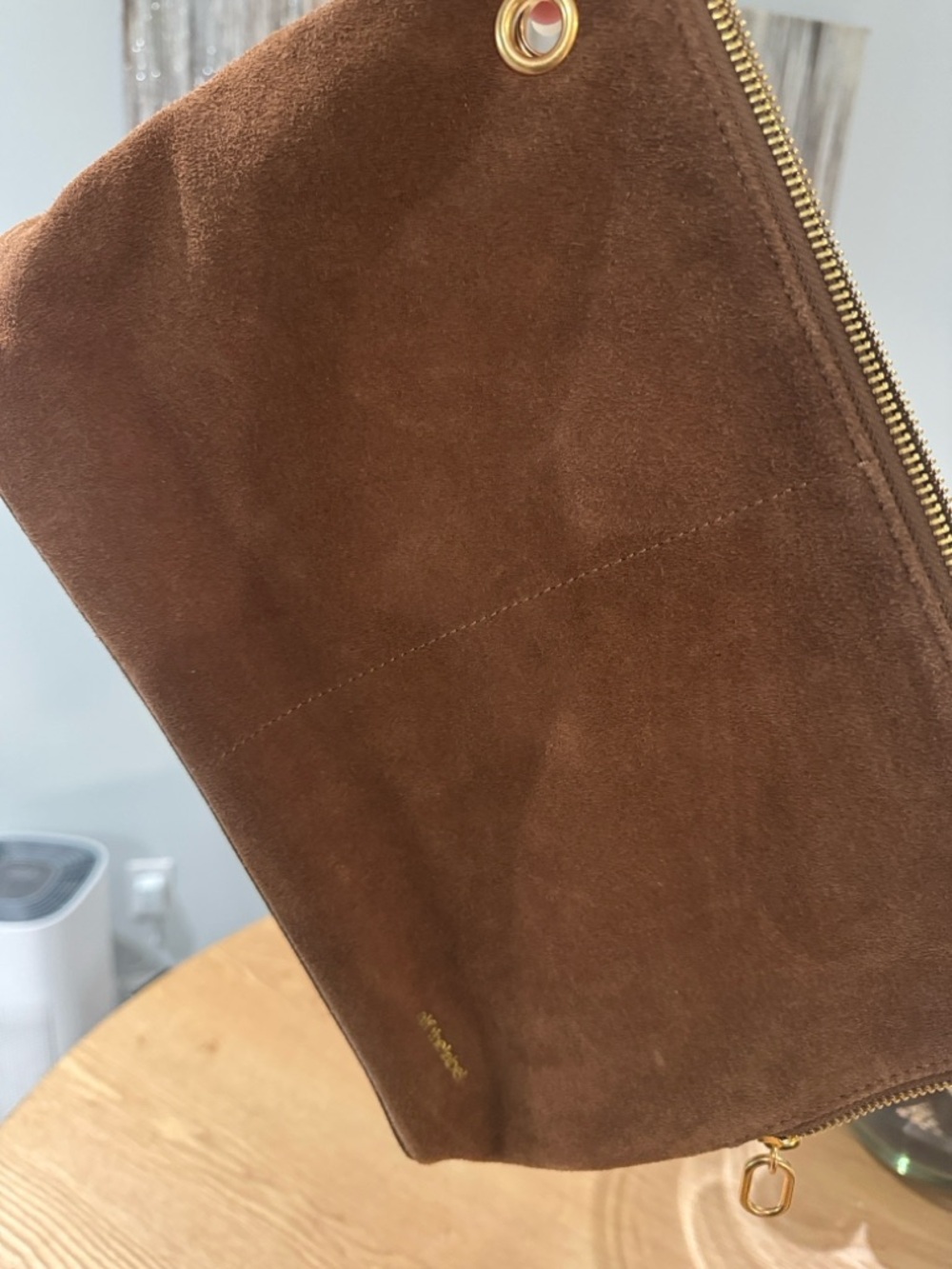 Suede Wristlet Clutch in Brown - Elegant Everyday Style